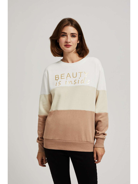 Moodo Pullover mit Aufdruck dunkelbeige Moodo