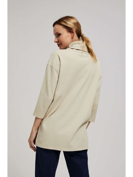 Moodo Hoodie mit breitem Rollkragen in Sandfarbe Moodo