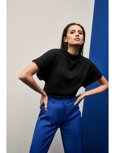 Moodo Elegante schwarze Bluse mit weiten Ärmeln Moodo