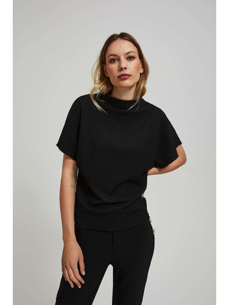 Moodo Elegante schwarze Bluse mit weiten Ärmeln Moodo