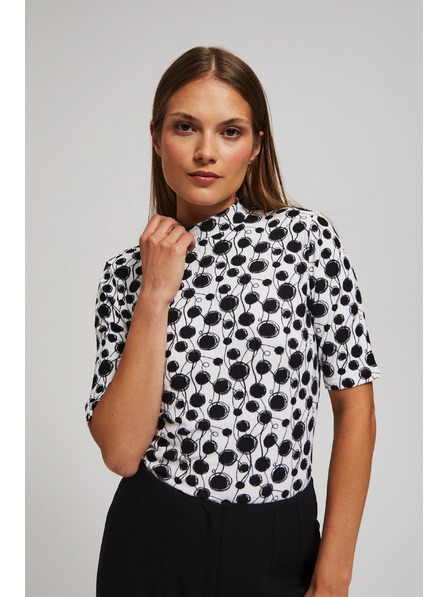 Moodo Gemusterte Bluse mit Polokragen perlmutt Moodo