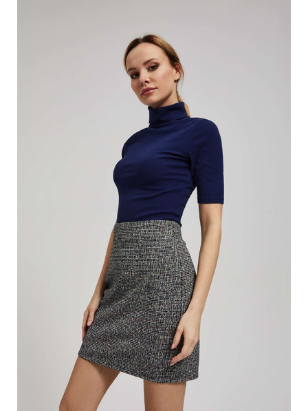 Moodo Gerippte Rollkragen-Bluse in Dunkelblau von Moodo