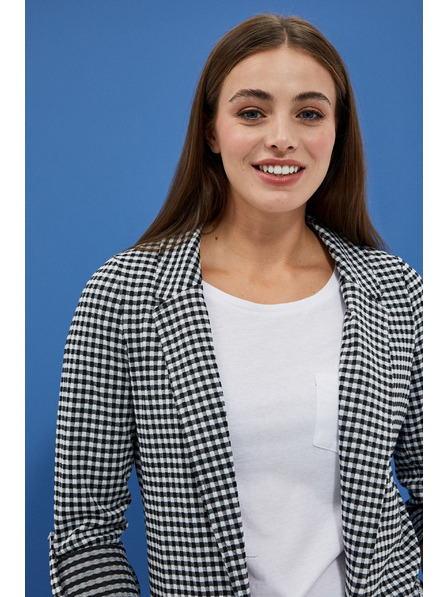 Moodo Schwarz-weiß feinkaro Blazer von Moodo