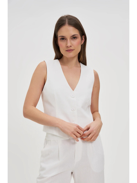 Moodo Weste mit Leinenanteil in Weiß von Moodo