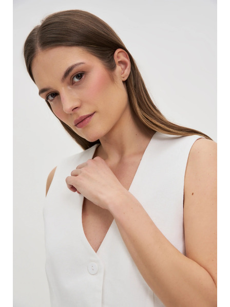 Moodo Weste mit Leinenanteil in Weiß von Moodo