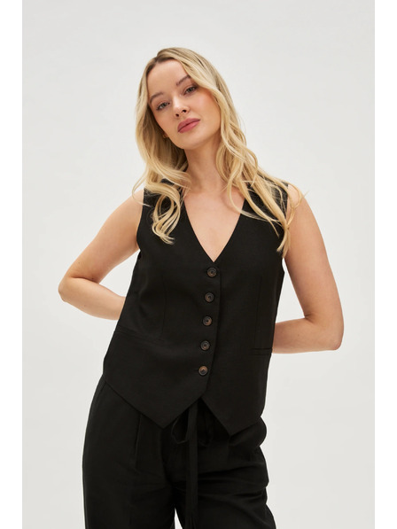 Moodo Weste mit Leinenanteil in Schwarz von Moodo