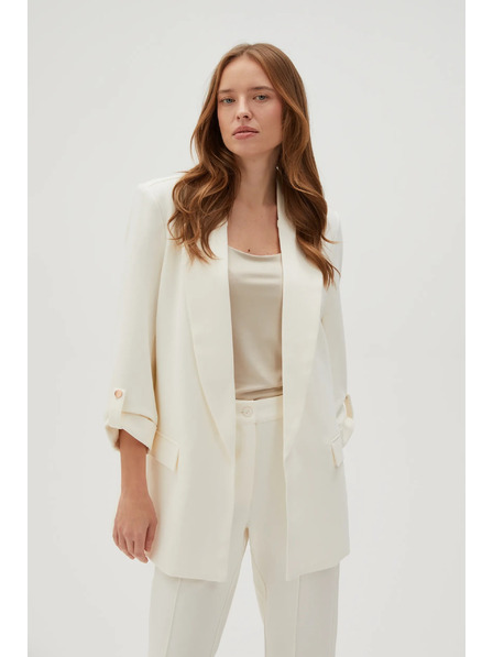 Moodo Eleganter weißer Blazer mit umgeschlagenen Ärmeln von Moodo