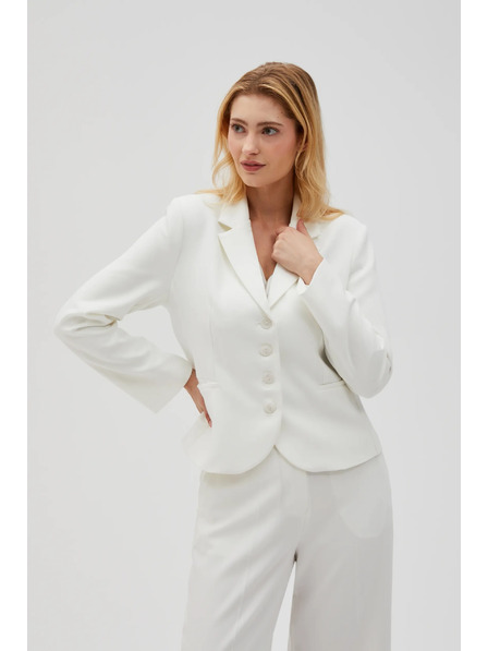 Moodo Kurzes Sakko mit Knopfverschluss weiß Moodo
