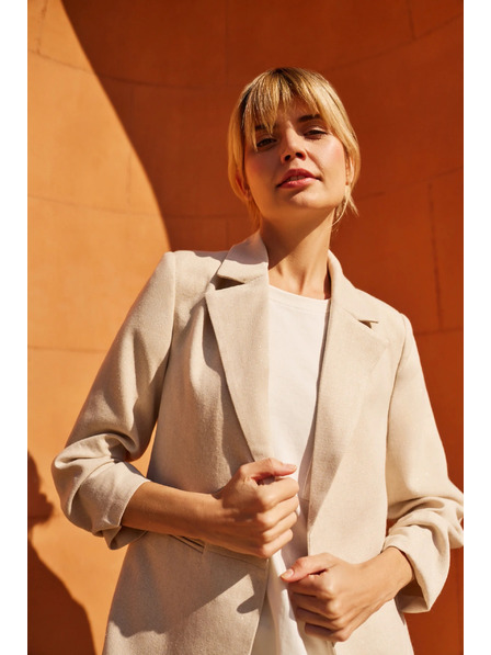 Moodo Sakko mit gerafftem 3/4-Ärmel beige Moodo