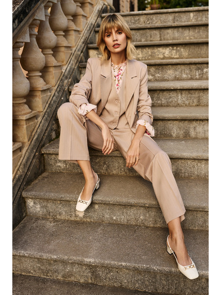 Moodo Zweireihiges gestreiftes Sakko beige Moodo