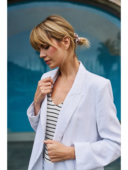 Moodo Viskose-Sakko mit Streifen weiß Moodo