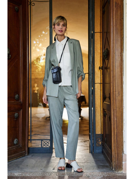 Moodo Viskose-Sakko aus Viskose und Leinen olivgrün Moodo