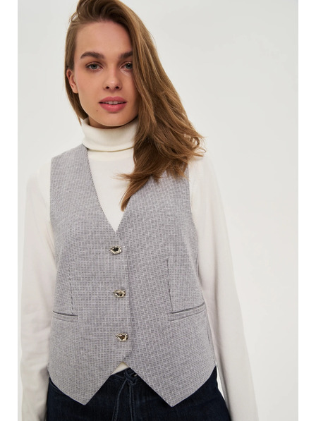 Moodo Weste mit dekorativen Knöpfen grau Moodo