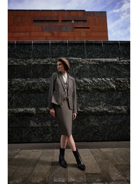 Moodo Einreihiger Blazer in Dunkelbeige Moodo