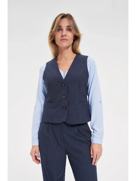 Moodo Gestreifte Weste dunkelblau Moodo