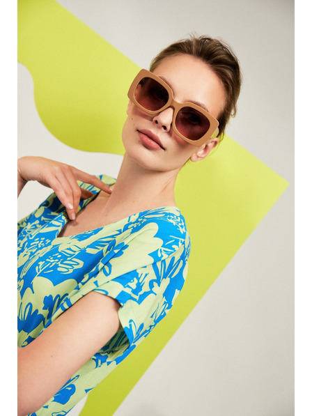 Moodo Beige Sonnenbrille mit dicken Rahmen von Moodo