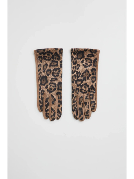 Moodo Beige Leopardenhandschuhe von Moodo