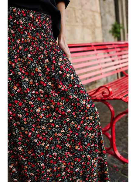 Moodo Midi-Rock mit Blumenmuster schwarz von Moodo