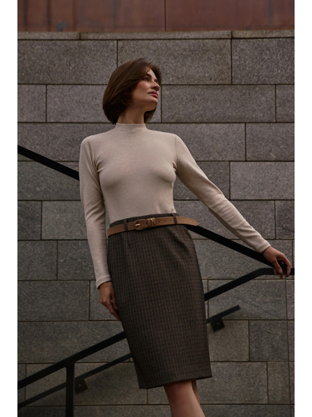 Moodo Knielanges Bleistiftrock in Dunkelbeige von Moodo
