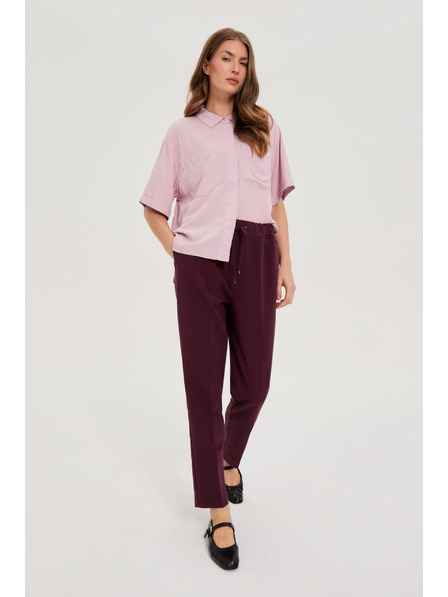 Moodo Weinrote Hose mit Struktur und geraden Hosenbeine von Moodo