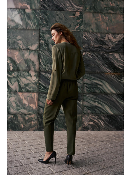 Moodo Dunkelolivgrüne Zigarettenhose Moodo