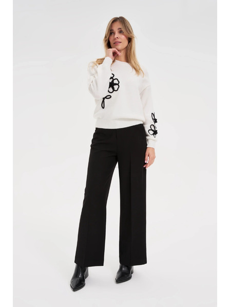 Moodo Schwarze Hose mit weiten Beinröhren Moodo