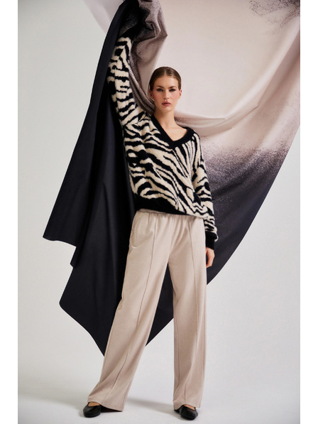 Moodo Beige Hose mit weitem Bein Moodo