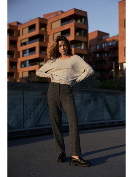 Moodo Graue Hose mit Fischgrätmuster Moodo