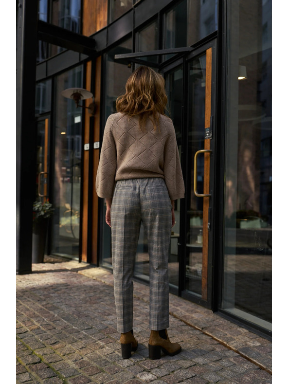 Moodo Graue karierte Hose Moodo