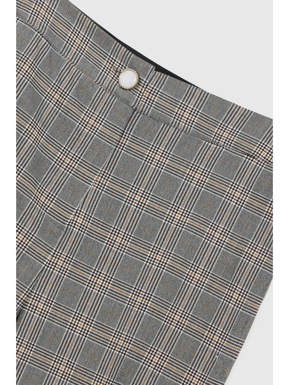 Moodo Graue karierte Hose Moodo