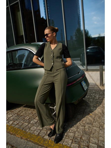 Moodo Glatte Hose in Oliv Moodo