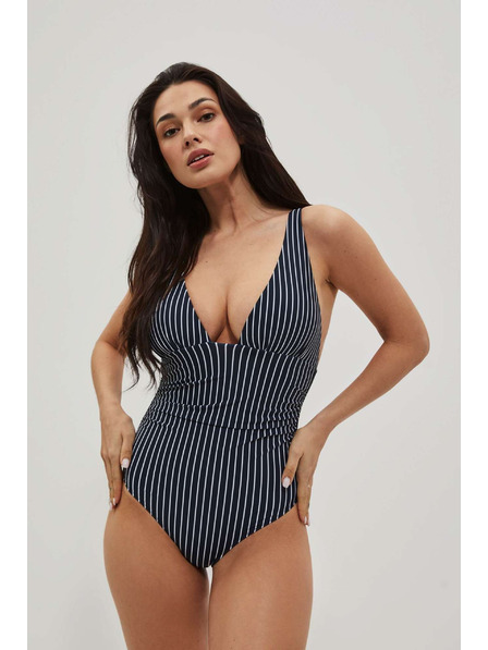 Moodo Einteiliger Badeanzug mit Streifen in Dunkelblau Moodo