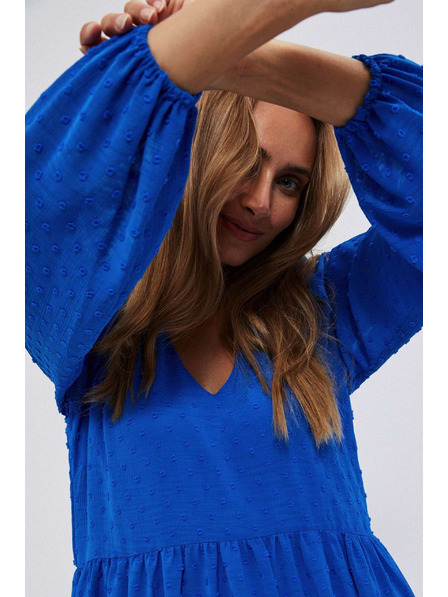 Moodo Blaues Kleid mit Ballonärmeln Moodo