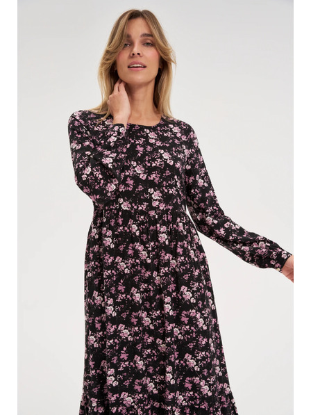 Moodo Schwarzes Midikleid mit Blumen Moodo