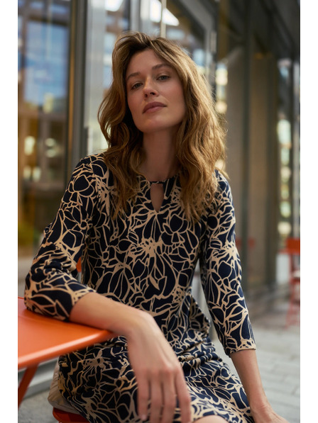 Moodo Dunkelblau-geblümtes Kleid Moodo