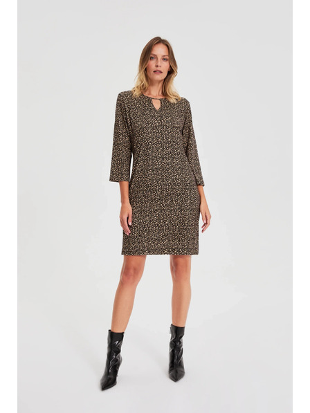 Moodo Schwarzes Kleid mit feinem Muster Moodo