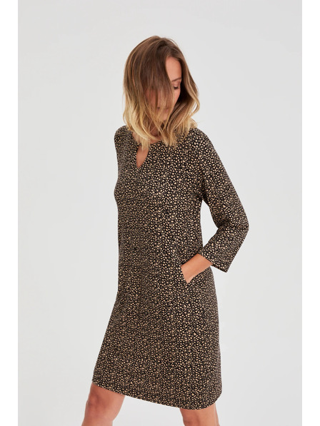 Moodo Schwarzes Kleid mit feinem Muster Moodo