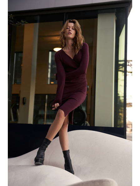 Moodo Gestricktes Burgundkleid Moodo