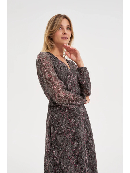 Moodo Gemustertes schwarzes Kleid Moodo