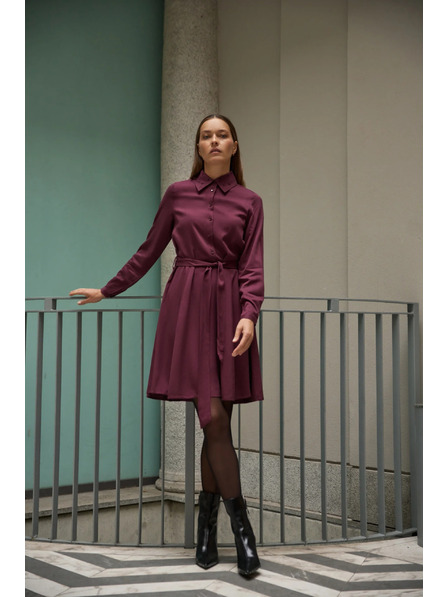 Moodo Weinrotes Hemdblusenkleid Moodo