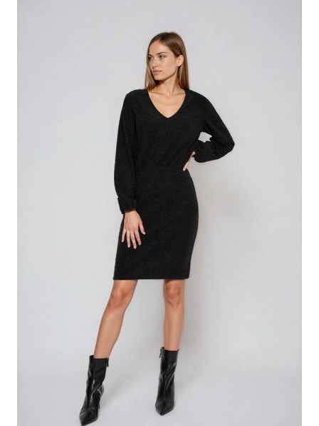 Moodo Glänzendes schwarzes Kleid Moodo