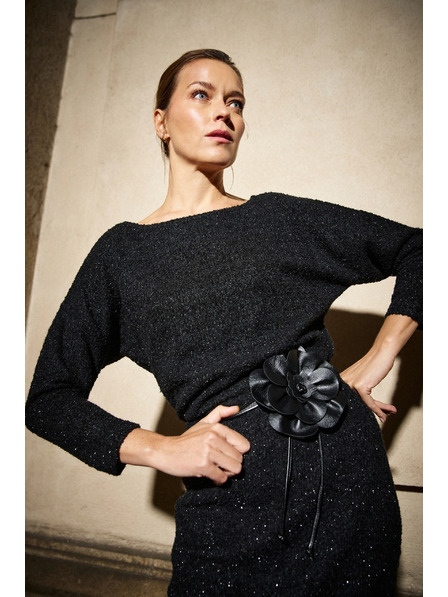 Moodo Schwarzes Kleid mit glitzerndem Garn von Moodo