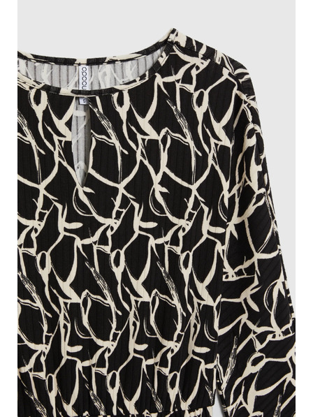 Moodo Gemustertes schwarzes Kleid Moodo