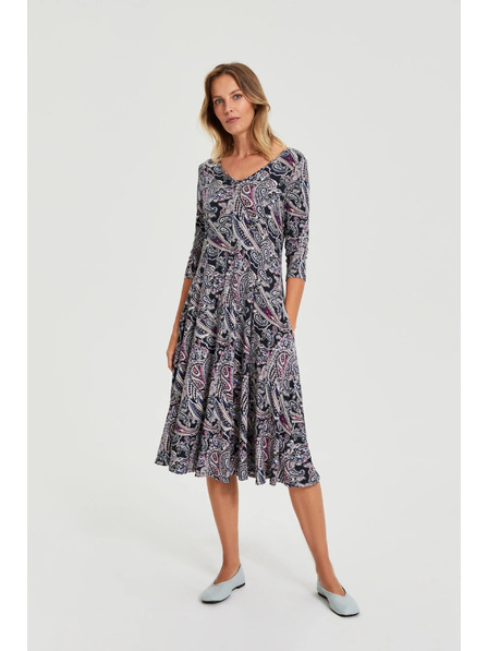Moodo Dunkelblau Kleid mit Paisley-Muster Moodo