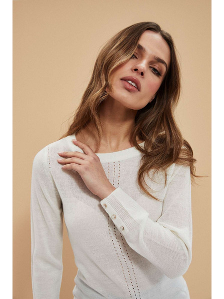 Moodo Perlmuttfarbener Pullover mit Ajour-Verzierung Moodo