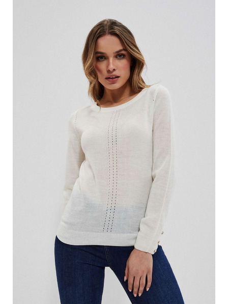 Moodo Perlmuttfarbener Pullover mit Ajour-Verzierung Moodo