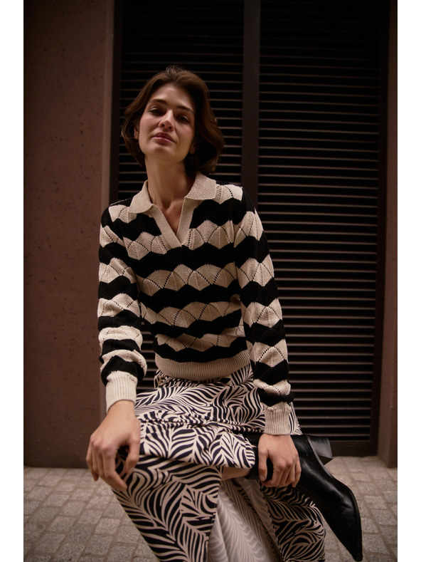 Moodo Pullover mit Kragen beige Moodo