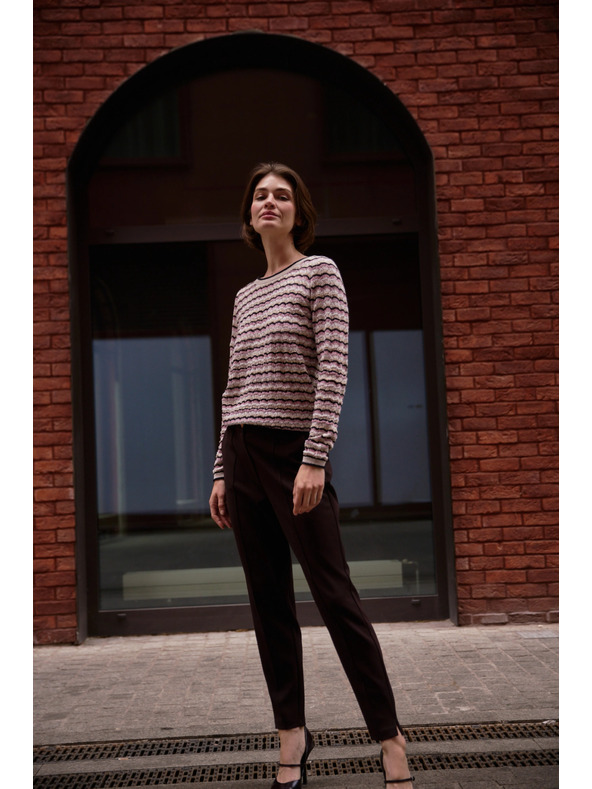 Moodo Beiger Pullover mit Streifen Moodo