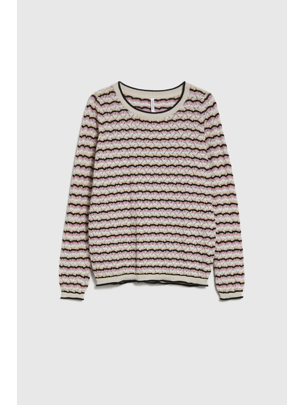 Moodo Beiger Pullover mit Streifen Moodo