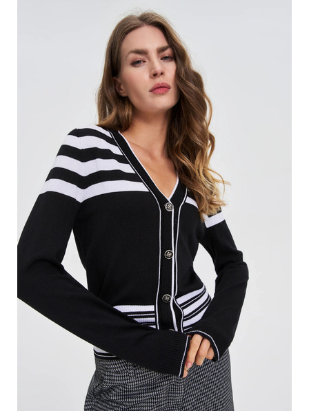 Moodo Pullover mit dekorativen Knöpfen schwarz Moodo